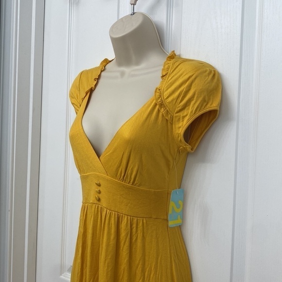 🆕 Forever 21 Short Sleeve Yellow Dress Small - Picture 5 of 10